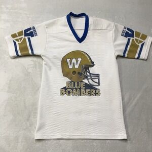 Vintage 80s Winnipeg Blue Bombers Mesh Jersey White CFL Football Mens XS?